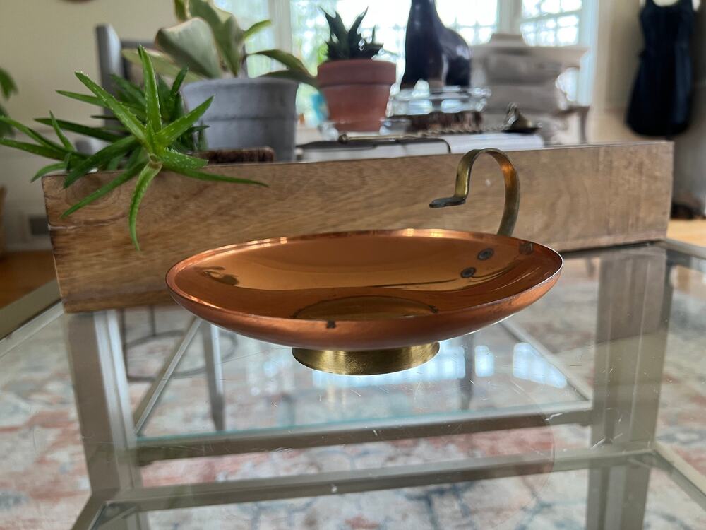 Vintage Coppercraft Guild Copper Brass w/ Handle MCM Fall Halloween Catchall